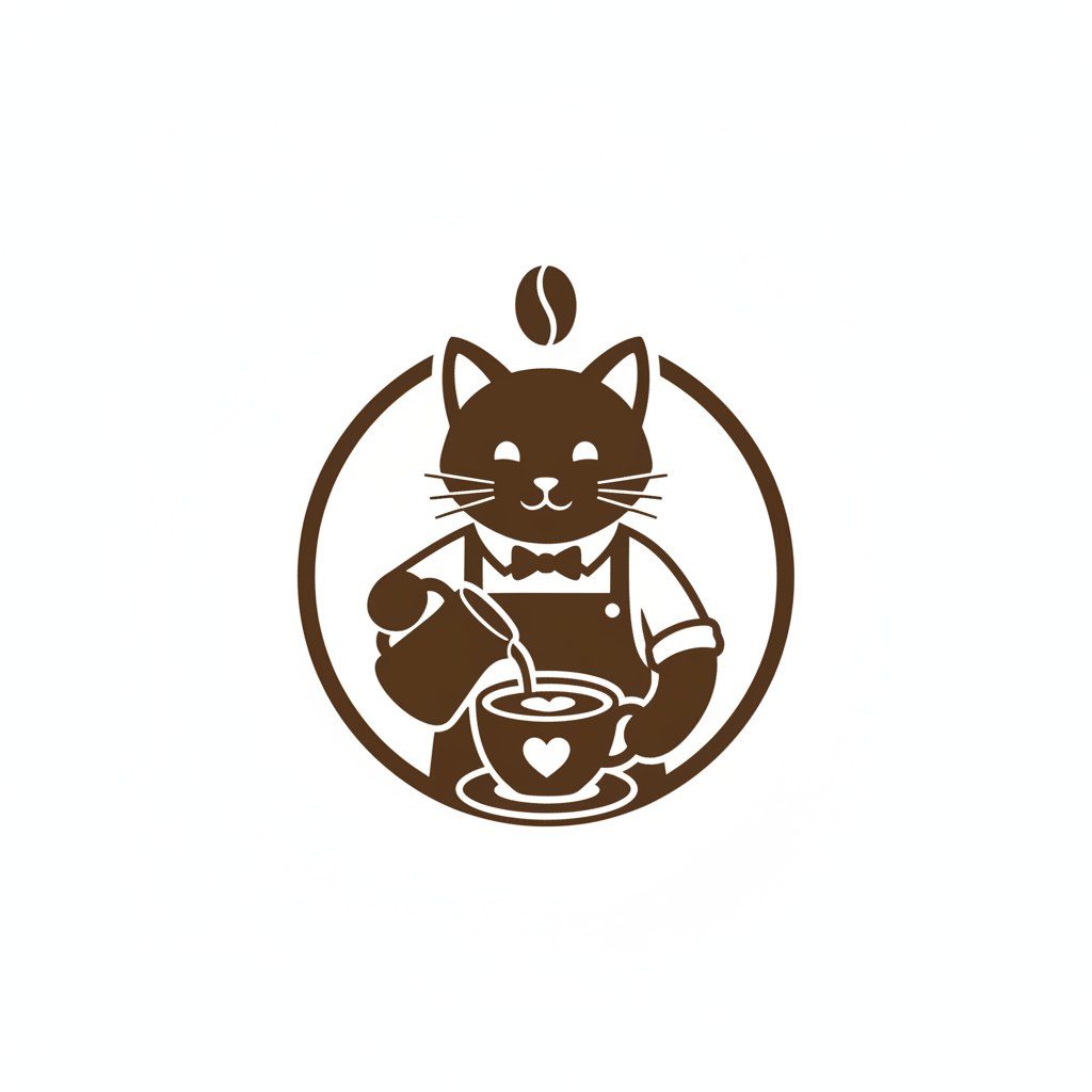Логотип кофейни кот-бариста, nano banana ai